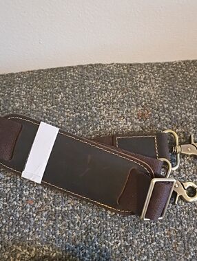 Leather and Canvas Shoulder Strap for Men Bag - Brown